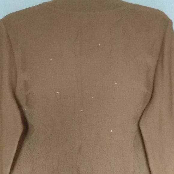 ST JOHN Design Knit Sweater Top V-Neck Burnt Out Nature Theme Rust  Size Small - Picture 6 of 8